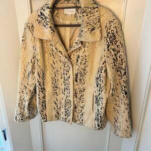Erin London Faux Fur Shimmer Animal Print Jacket